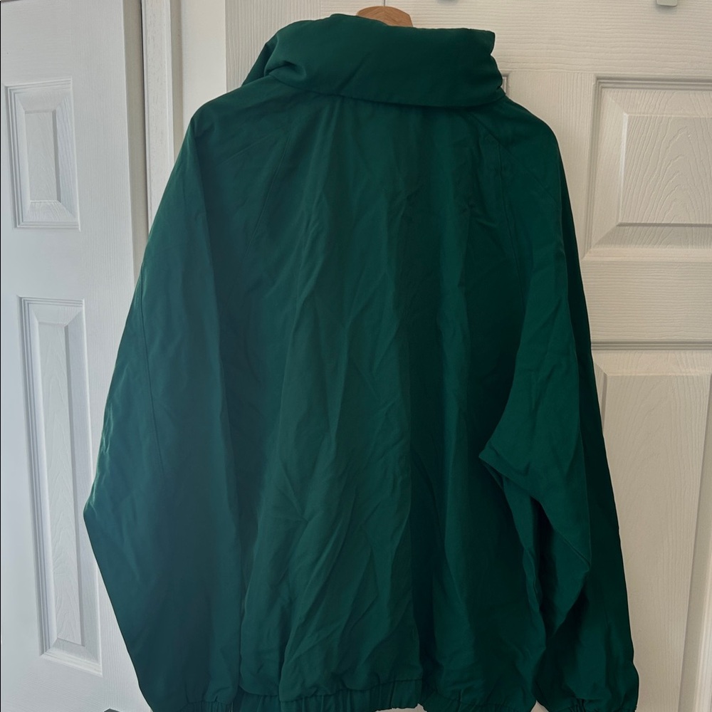 adidas Dark Green Windbreaker Jacket with Black Stripe Accents - Picture 5 of 6
